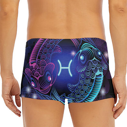 Dark Pisces Zodiac Sign Print Men's Short Boxer Briefs