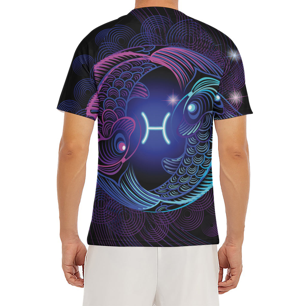 Dark Pisces Zodiac Sign Print Men's Short Sleeve Rash Guard