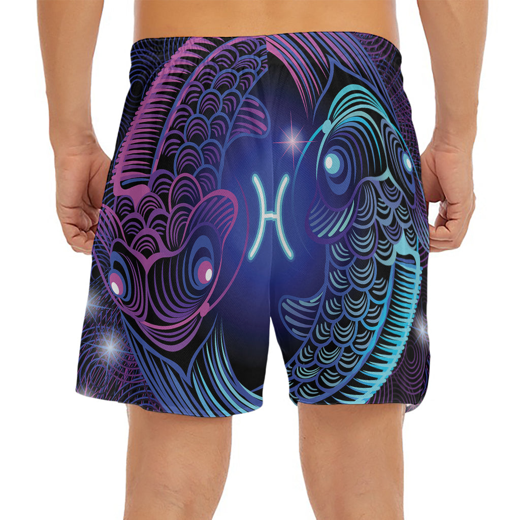 Dark Pisces Zodiac Sign Print Men's Split Running Shorts