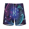 Dark Pisces Zodiac Sign Print Men's Athletic Shorts