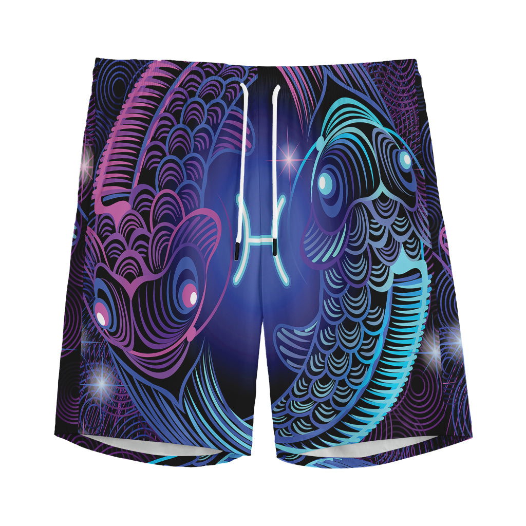 Dark Pisces Zodiac Sign Print Men's Sports Shorts