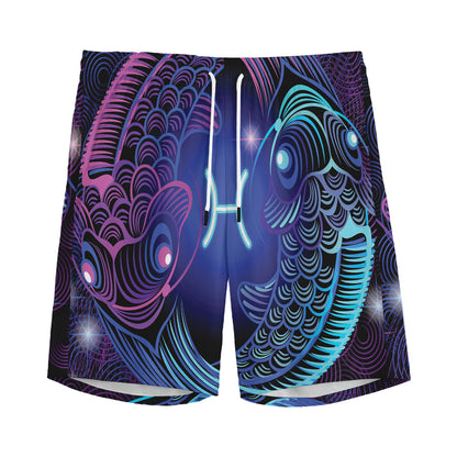 Dark Pisces Zodiac Sign Print Men's Sports Shorts