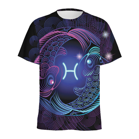 Dark Pisces Zodiac Sign Print Men's Sports T-Shirt