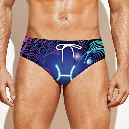 Dark Pisces Zodiac Sign Print Men's Swim Briefs