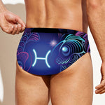Dark Pisces Zodiac Sign Print Men's Swim Briefs