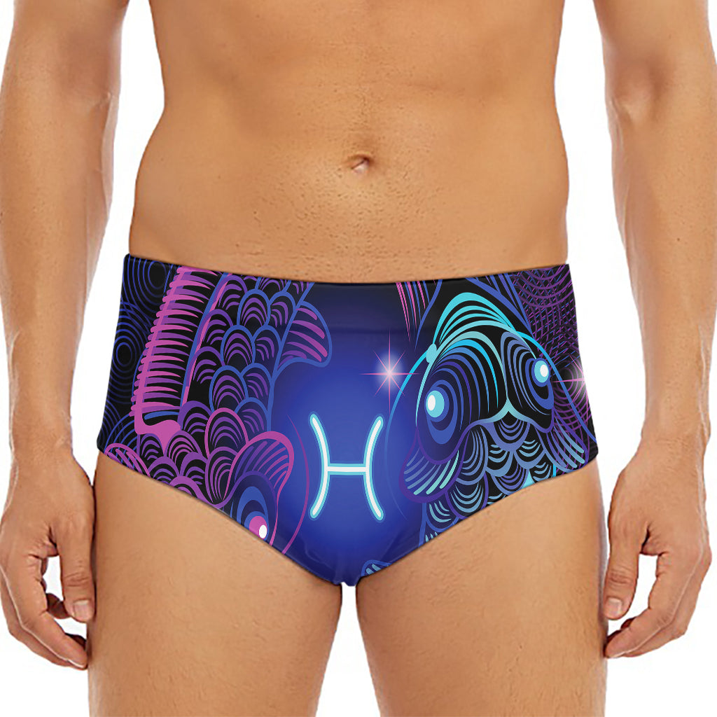 Dark Pisces Zodiac Sign Print Men's Triangle Swim Briefs