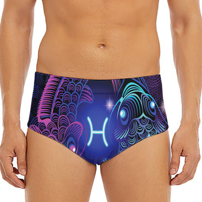 Dark Pisces Zodiac Sign Print Men's Triangle Swim Briefs