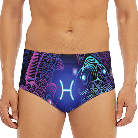 Dark Pisces Zodiac Sign Print Men's Triangle Swim Briefs
