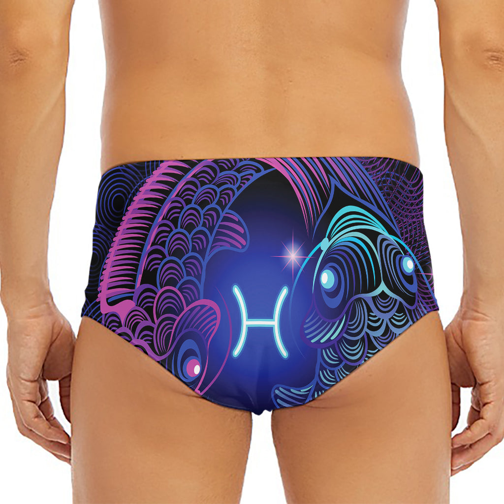 Dark Pisces Zodiac Sign Print Men's Triangle Swim Briefs
