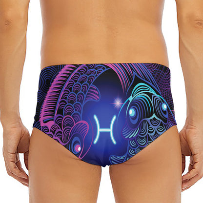 Dark Pisces Zodiac Sign Print Men's Triangle Swim Briefs