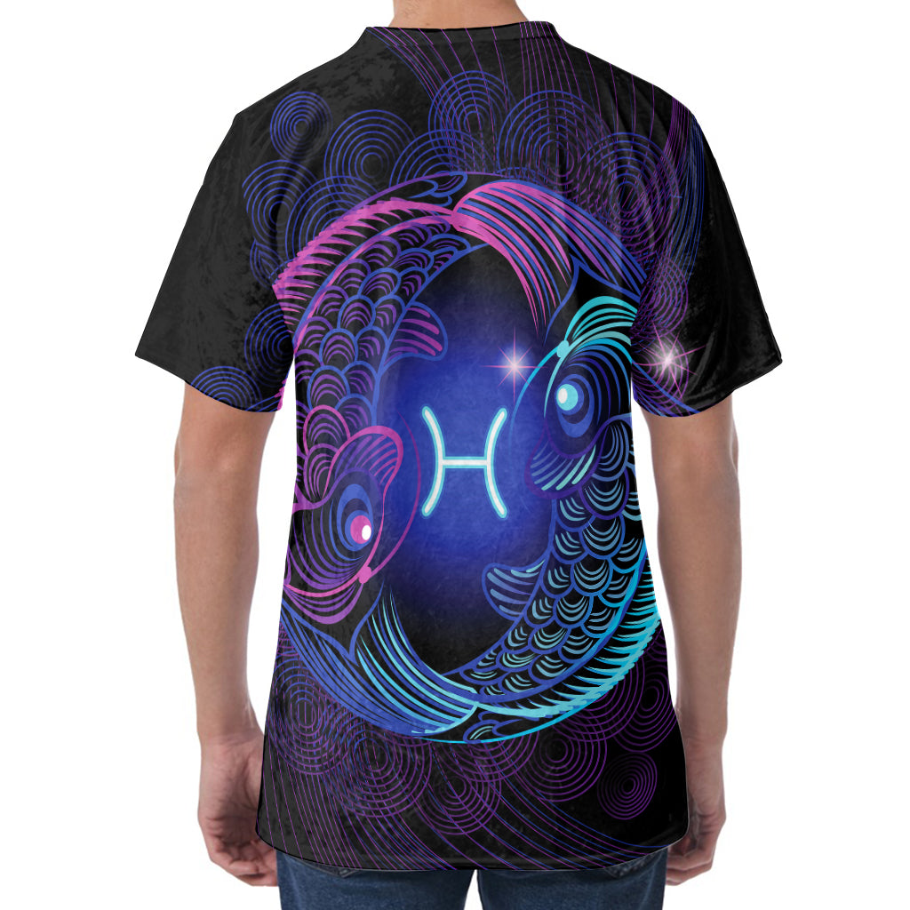 Dark Pisces Zodiac Sign Print Men's Velvet T-Shirt