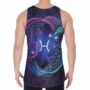 Dark Pisces Zodiac Sign Print Men's Velvet Tank Top