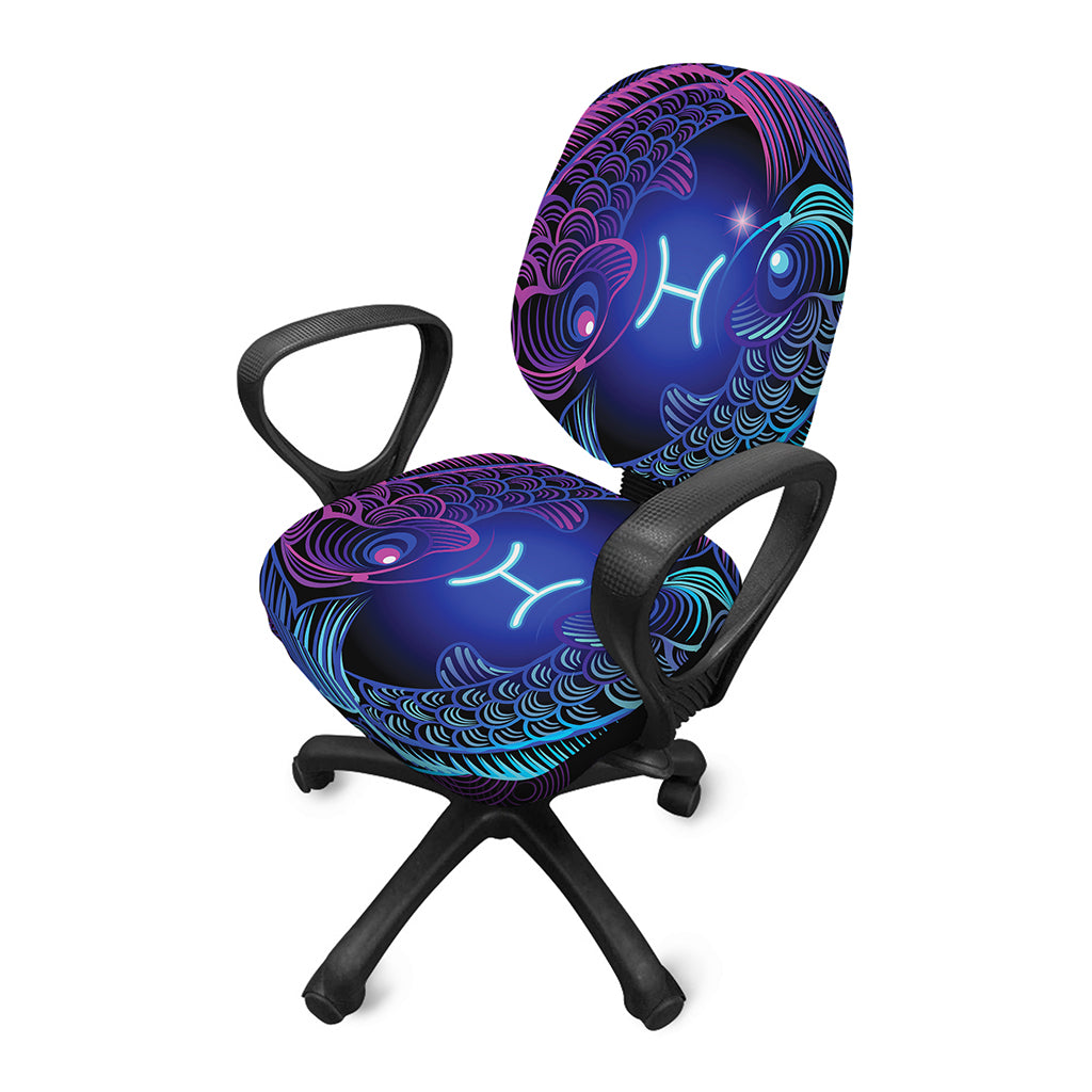 Dark Pisces Zodiac Sign Print Office Chair Cover