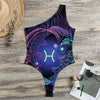 Dark Pisces Zodiac Sign Print One Shoulder Bodysuit