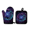 Dark Pisces Zodiac Sign Print Oven Mitt And Pot Holder Set