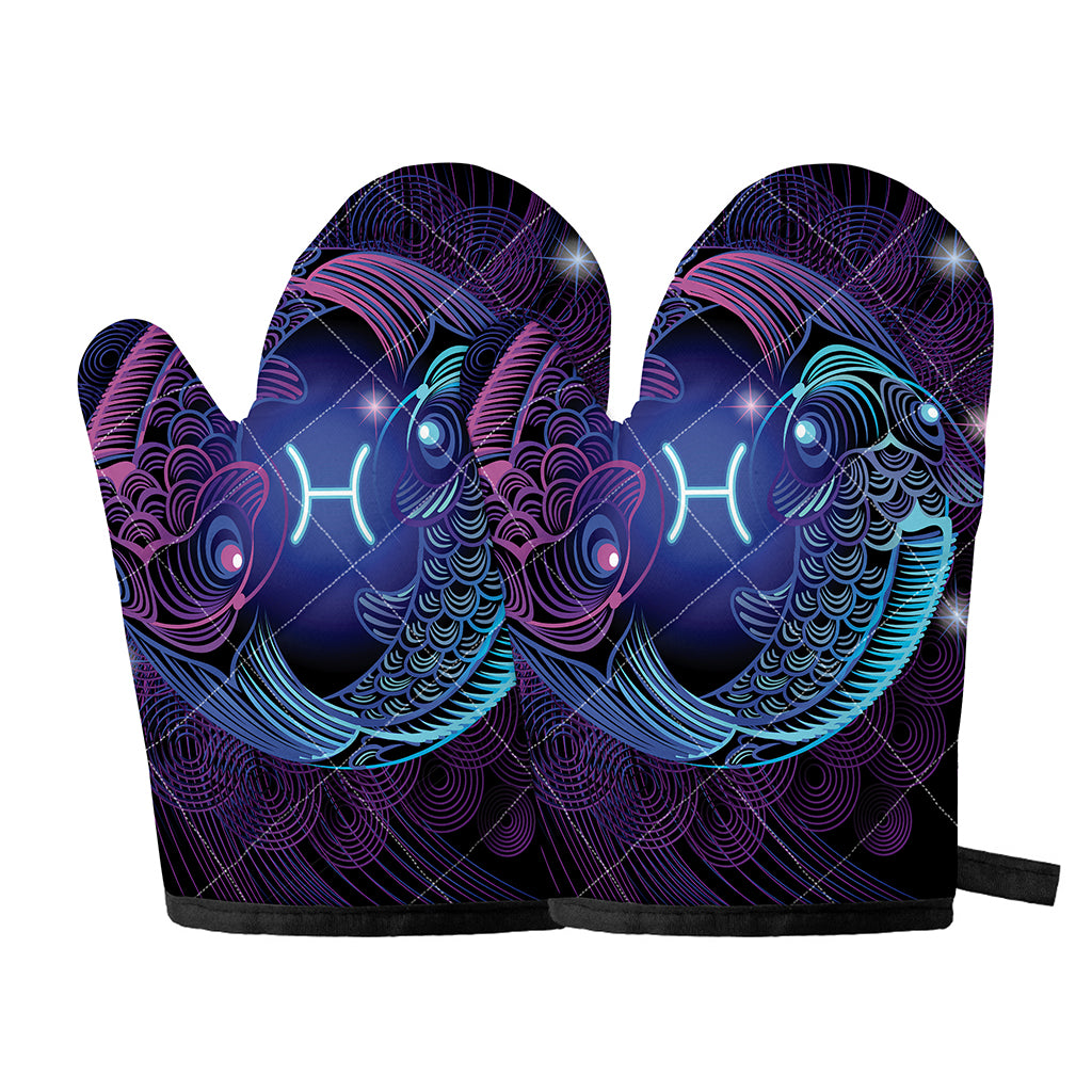 Dark Pisces Zodiac Sign Print Oven Mitts