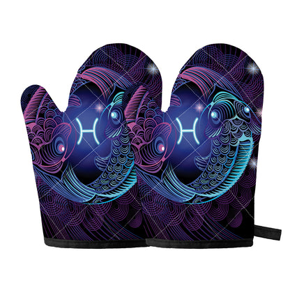 Dark Pisces Zodiac Sign Print Oven Mitts