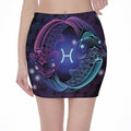 Dark Pisces Zodiac Sign Print Pencil Mini Skirt