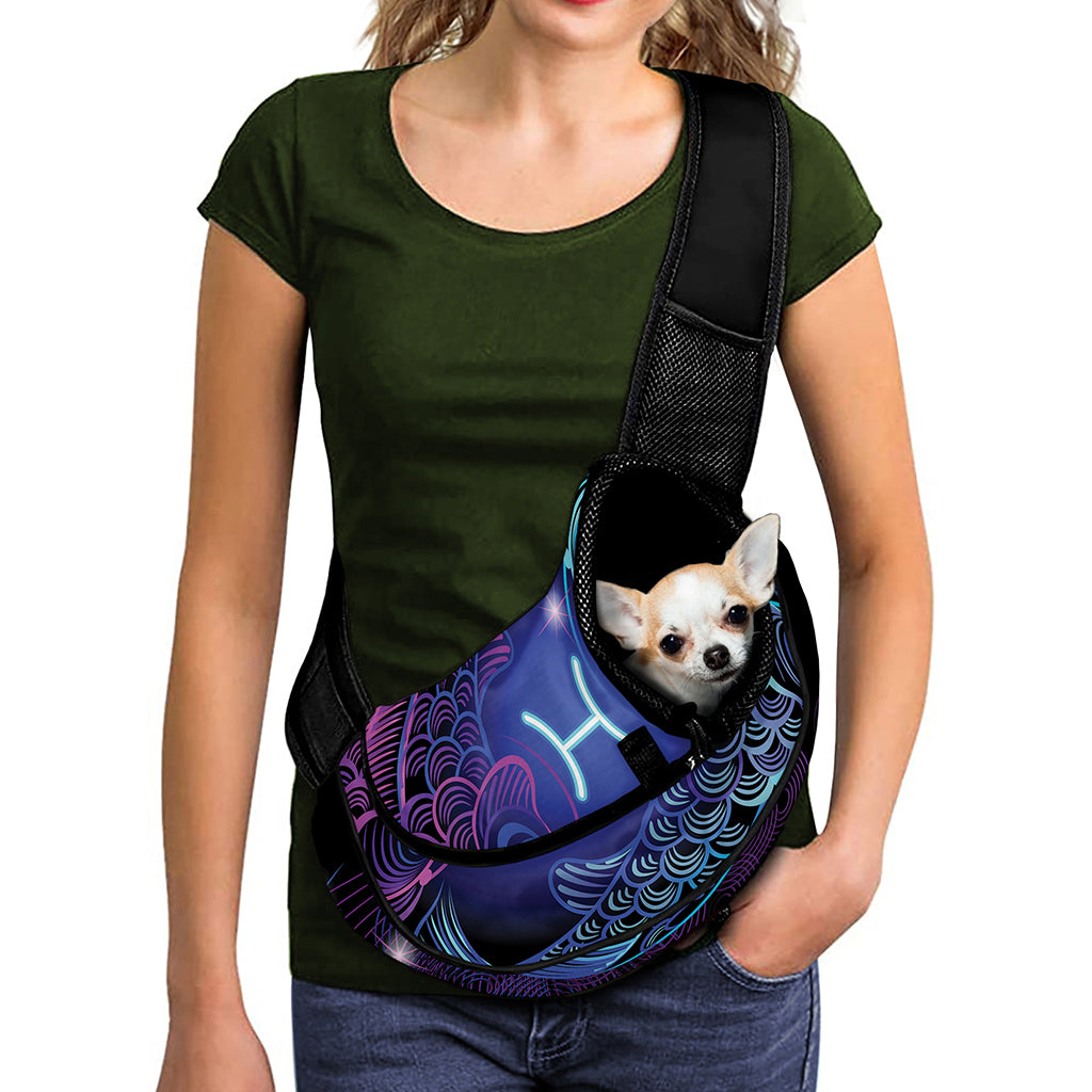 Dark Pisces Zodiac Sign Print Pet Sling Carrier