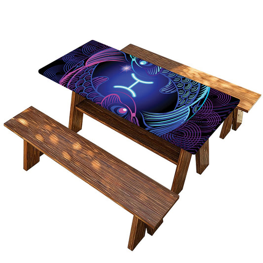 Dark Pisces Zodiac Sign Print Picnic Table Cover