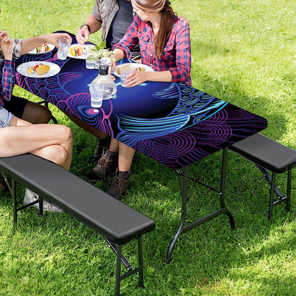 Dark Pisces Zodiac Sign Print Picnic Table Cover