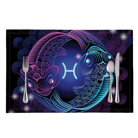 Dark Pisces Zodiac Sign Print Placemat
