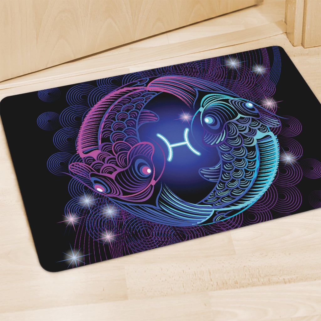 Dark Pisces Zodiac Sign Print Polyester Doormat
