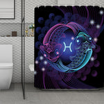 Dark Pisces Zodiac Sign Print Polyester Shower Curtain