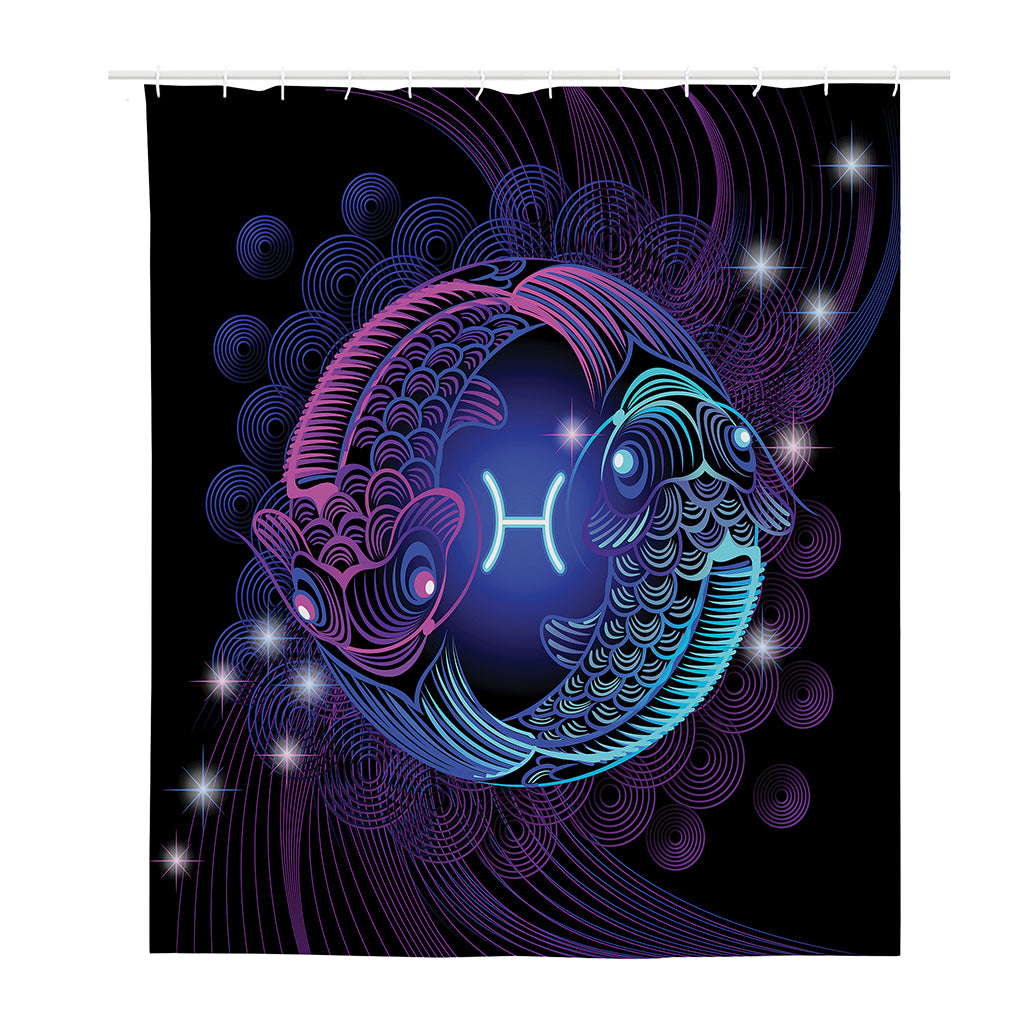 Dark Pisces Zodiac Sign Print Polyester Shower Curtain