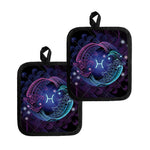 Dark Pisces Zodiac Sign Print Pot Holders