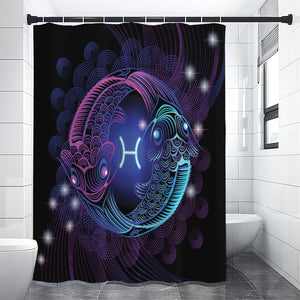 Dark Pisces Zodiac Sign Print Premium Shower Curtain