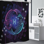 Dark Pisces Zodiac Sign Print Premium Shower Curtain