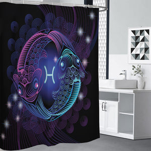 Dark Pisces Zodiac Sign Print Premium Shower Curtain