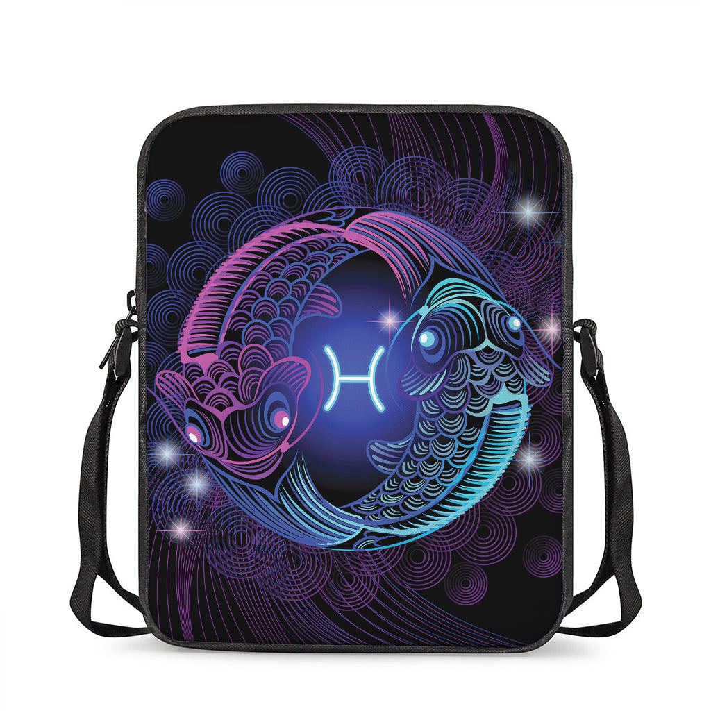 Dark Pisces Zodiac Sign Print Rectangular Crossbody Bag