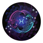 Dark Pisces Zodiac Sign Print Round Blanket