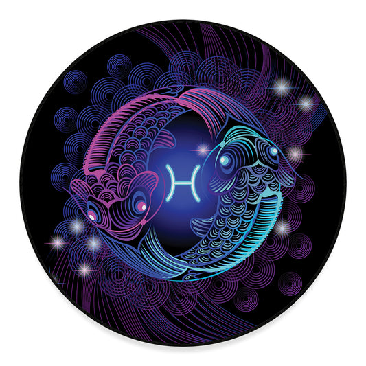 Dark Pisces Zodiac Sign Print Round Floor Mat