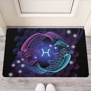 Dark Pisces Zodiac Sign Print Rubber Doormat