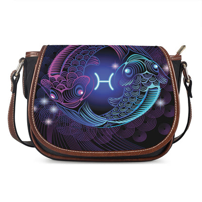 Dark Pisces Zodiac Sign Print Saddle Bag