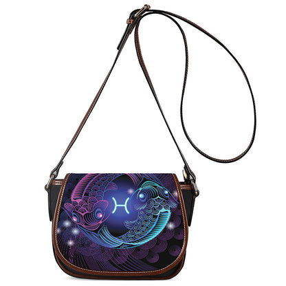 Dark Pisces Zodiac Sign Print Saddle Bag