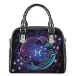 Dark Pisces Zodiac Sign Print Shoulder Handbag