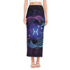 Dark Pisces Zodiac Sign Print Side Slit Maxi Skirt