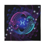 Dark Pisces Zodiac Sign Print Silk Bandana