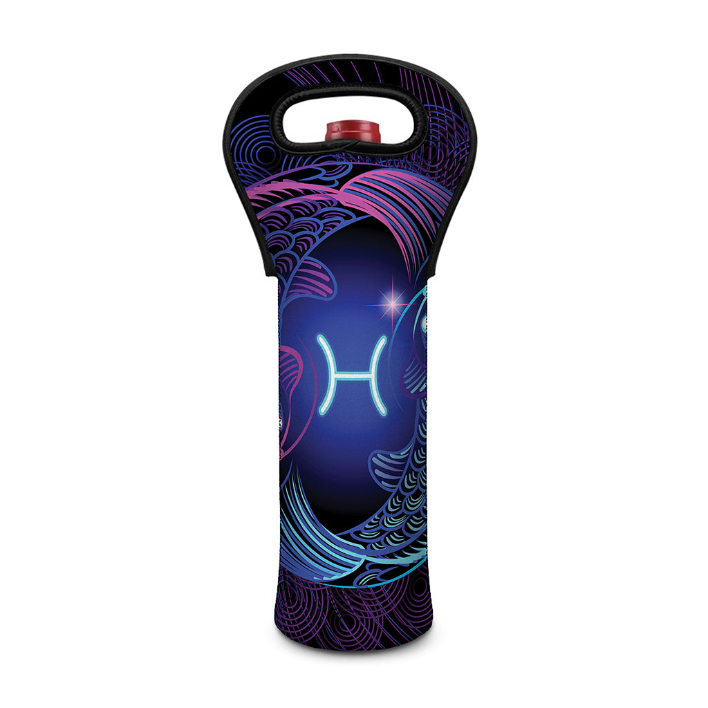 Dark Pisces Zodiac Sign Print Single Neoprene Wine Tote
