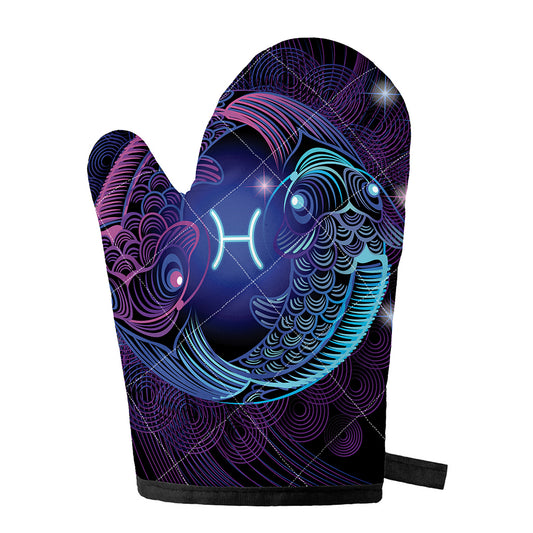 Dark Pisces Zodiac Sign Print Single Oven Mitt