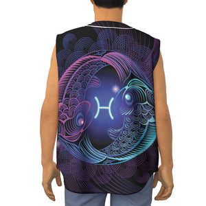 Dark Pisces Zodiac Sign Print Sleeveless Baseball Jersey