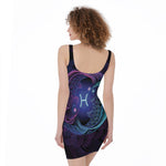 Dark Pisces Zodiac Sign Print Sleeveless Bodycon Dress