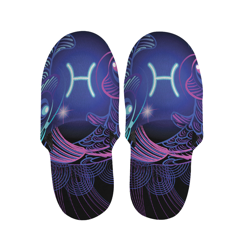 Dark Pisces Zodiac Sign Print Slippers