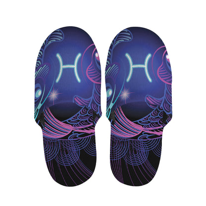 Dark Pisces Zodiac Sign Print Slippers