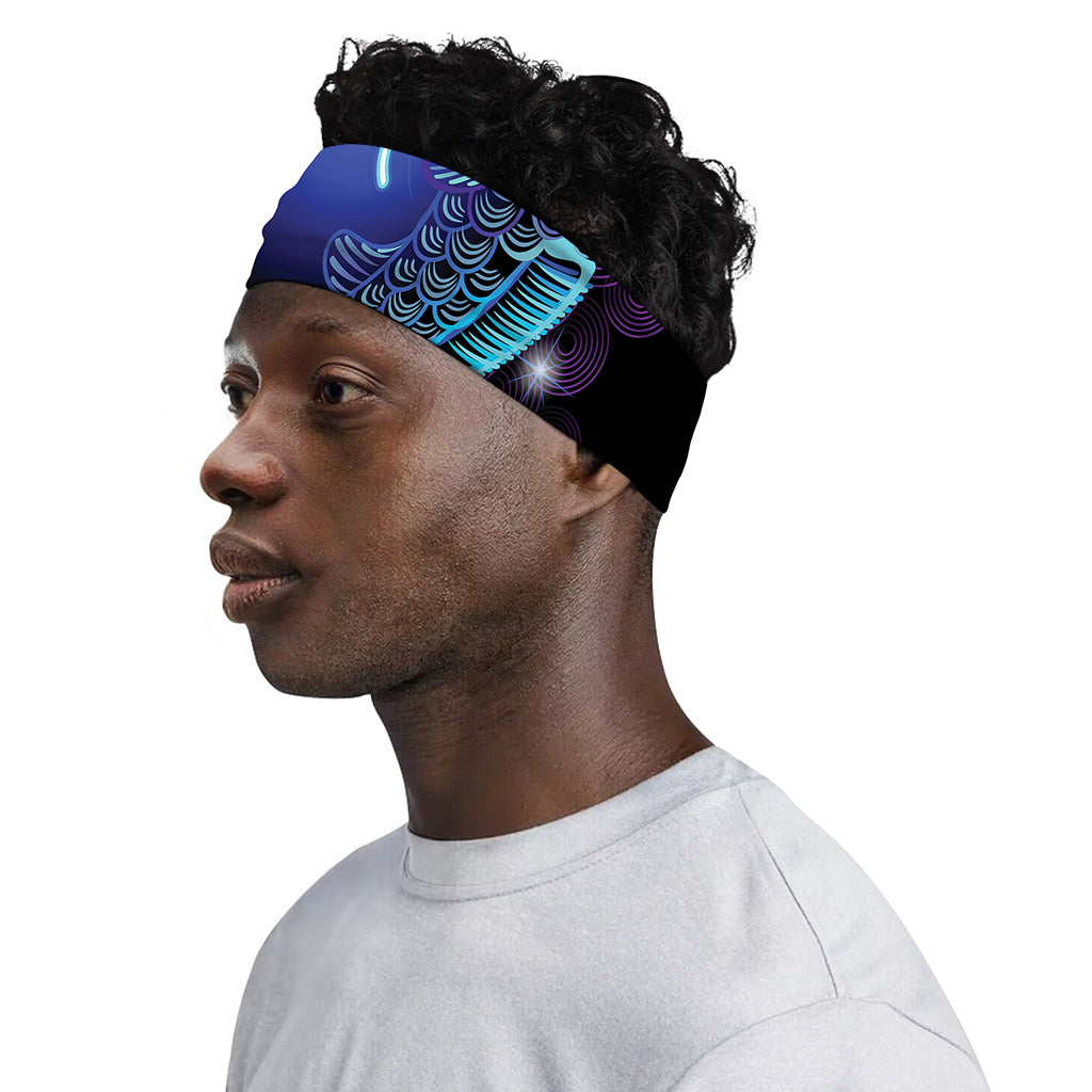 Dark Pisces Zodiac Sign Print Sports Headband
