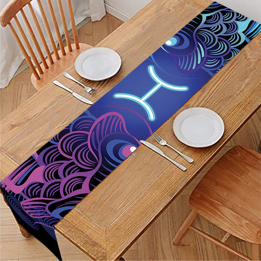 Dark Pisces Zodiac Sign Print Table Runner